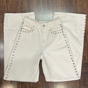 Reformation Cary High Rise Slouchy Wide Leg Studded Jeans